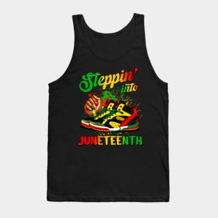 Stepping Into Juneteenth Afro Woman Black Girls Sneakers men Tank Top